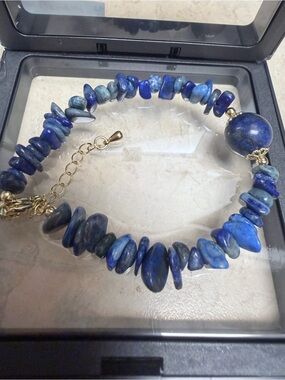 Lapis Lazuli Blue Beaded Gemstone Bracelet - Women Jewelry